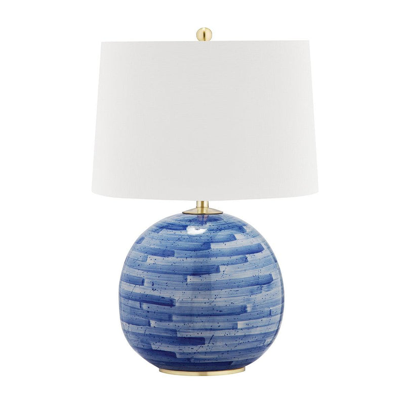 Lighting - Table Lamp Laurel 1 Light Table Lamp // Aged Brass & Blue Combo 