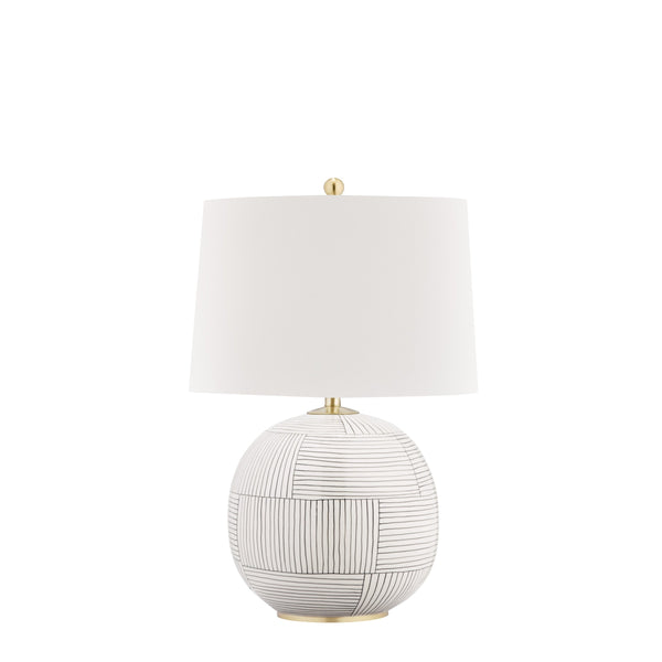 Lighting - Table Lamp Laurel 1 Light Table Lamp // Aged Brass & Stripe Combo 