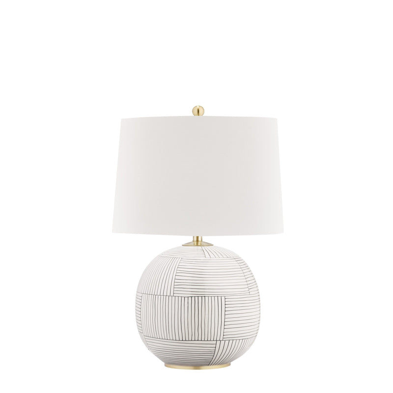 Lighting - Table Lamp Laurel 1 Light Table Lamp // Aged Brass & Stripe Combo 