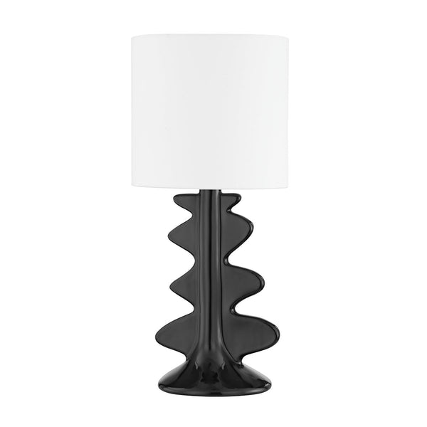 Lighting - Table Lamp Liwa 1 Light Table Lamp // Aged Brass & Ceramic Gloss Black 