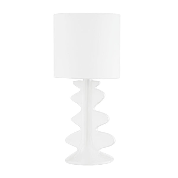 Lighting - Table Lamp Liwa 1 Light Table Lamp // Aged Brass & Ceramic Gloss White 