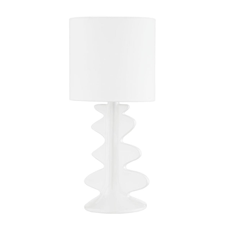 Lighting - Table Lamp Liwa 1 Light Table Lamp // Aged Brass & Ceramic Gloss White 
