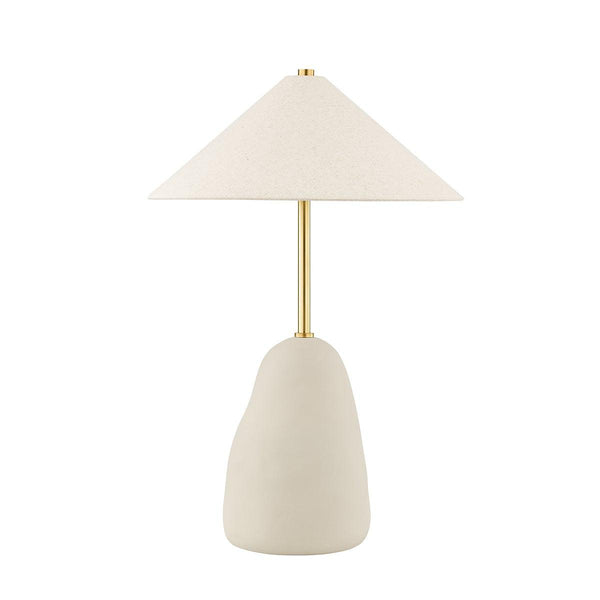 Lighting - Table Lamp Maia 2 Light Table Lamp // Aged Brass & Ceramic Textured Beige 