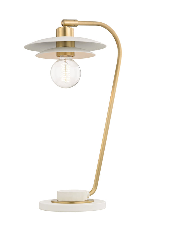 Lighting - Table Lamp Milla 1 Light Table Lamp with a Concrete Base // Aged Brass & Soft Off White 
