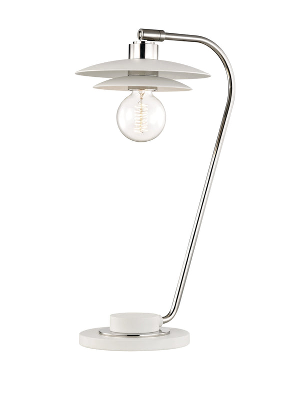 Lighting - Table Lamp Milla 1 Light Table Lamp with a Concrete Base // Polished Nickel & White 