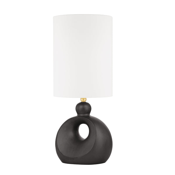 Lighting - Table Lamp Penonic 1 Light Table Lamp // Aged Brass & Hematite Ceramic Combo 