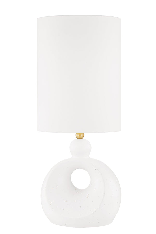 Lighting - Table Lamp Penonic 1 Light Table Lamp // Aged Brass & White Ceramic 