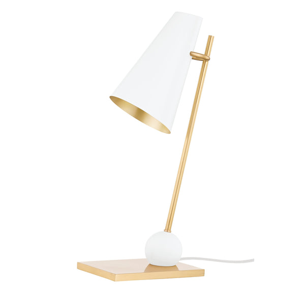 Lighting - Table Lamp Piton 1 Light Table Lamp // Aged Brass & Soft White 