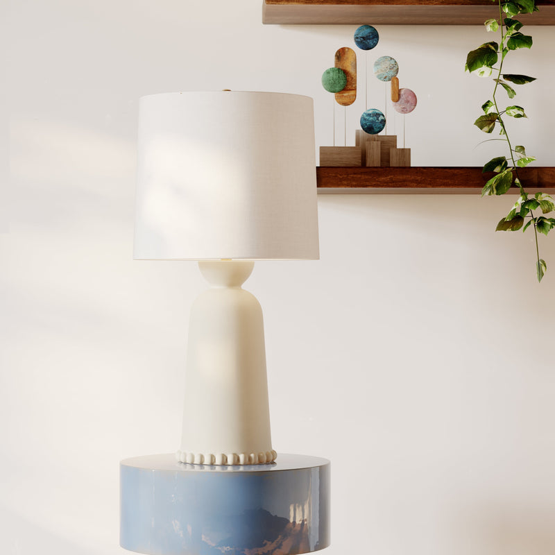 Lighting - Table Lamp Rhea 1 Light Table Lamp // Aged Brass & Ceramic Antique Ivory 