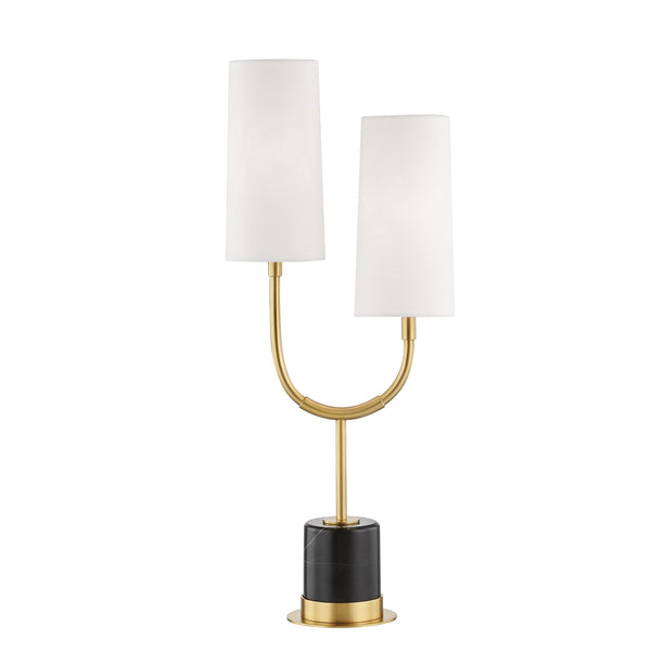 Lighting - Table Lamp Vesper 2 Light Marble Table Lamp // Aged Brass 