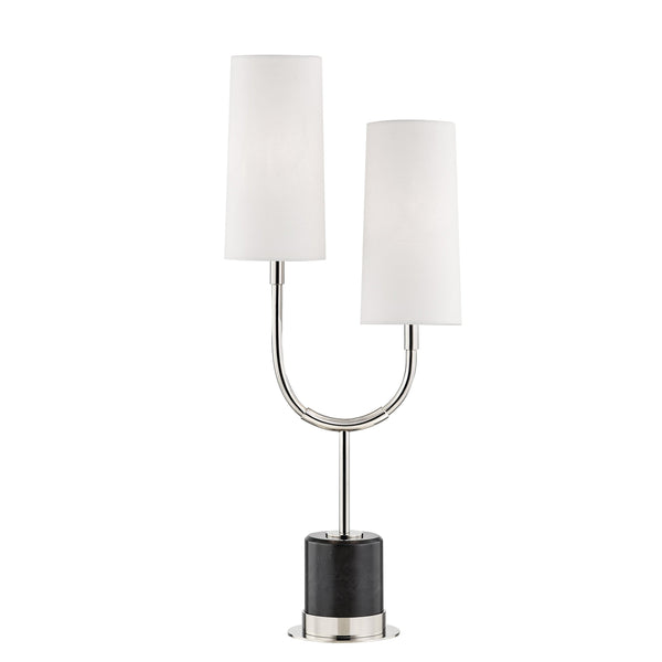 Lighting - Table Lamp Vesper 2 Light Marble Table Lamp // Polished Nickel 
