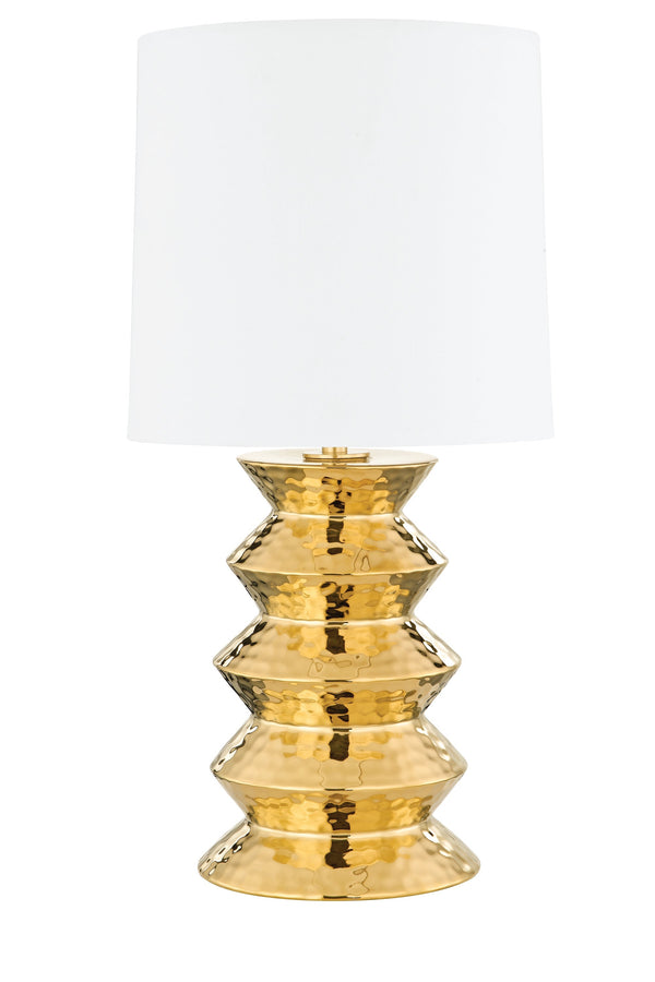 Lighting - Table Lamp Zoe 1 Light Large Table Lamp // Aged Brass Ceramic Gold 