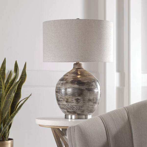 Lighting Tamula Distressed Ivory Table Lamp 