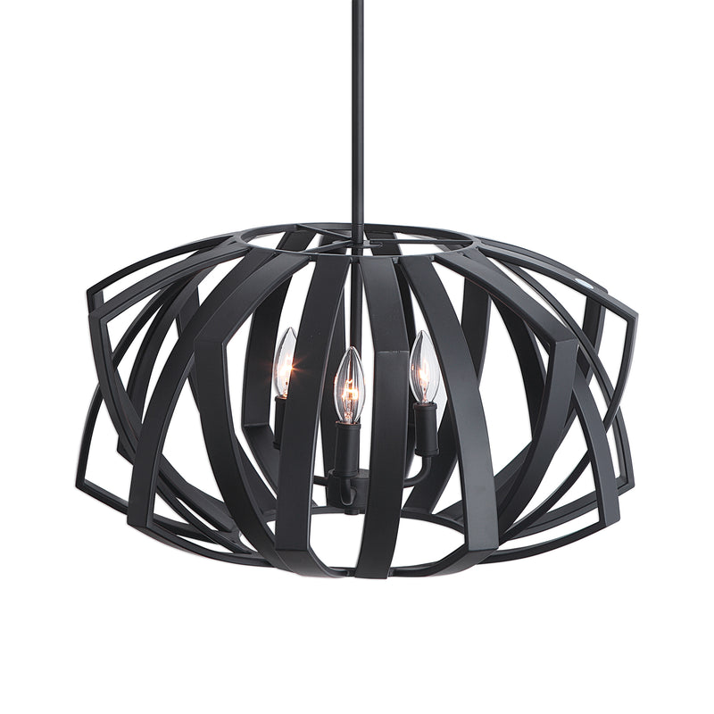 Lighting Thales Black Geometric 3 Light Pendant 