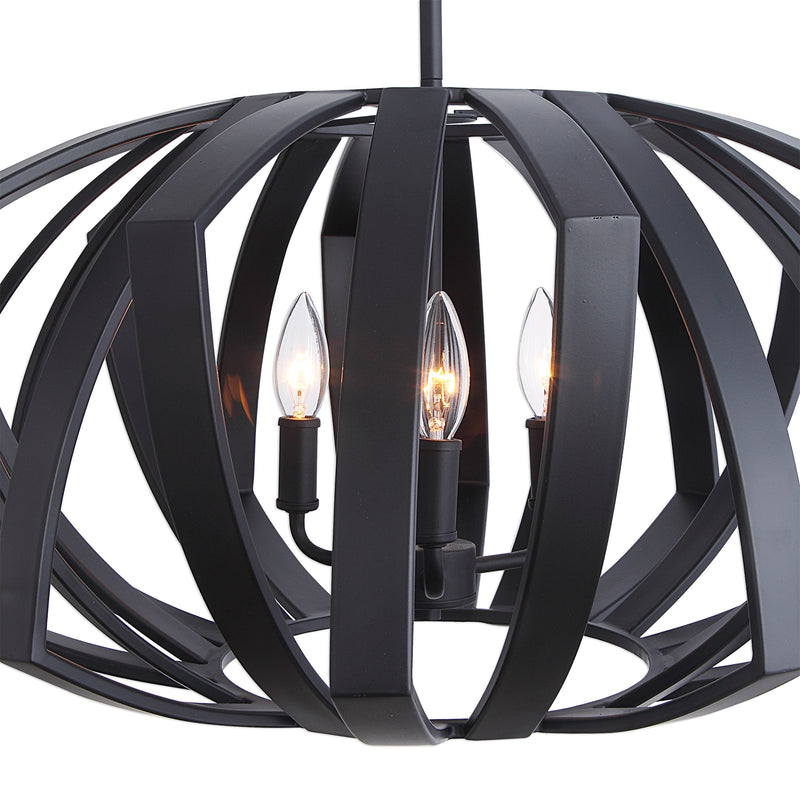 Lighting Thales Black Geometric 3 Light Pendant 