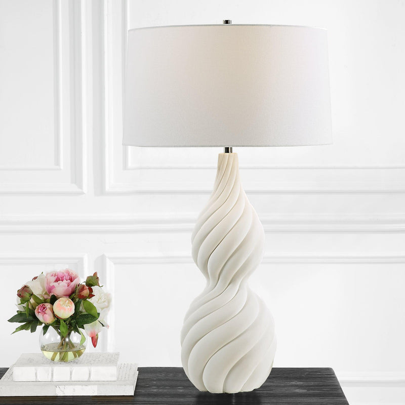 Lighting Twisted Swirl White Table Lamp 