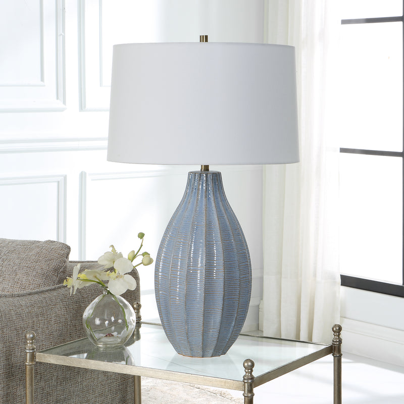 Lighting Veston Blue Glaze Table Lamp 