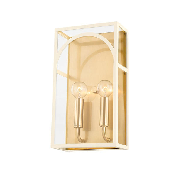 Lighting - Wall Sconce Addison 2 Light Wall Sconce // Aged Brass & Textured Cream Combo 