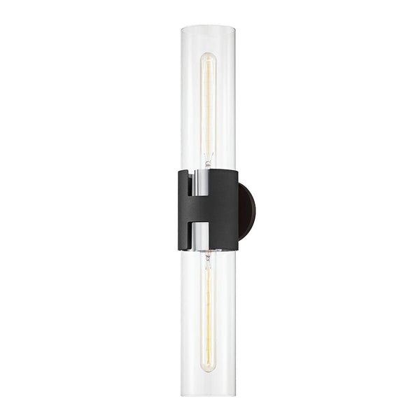 Lighting - Wall Sconce Amado 2 Light Large Wall Sconce // Polished Nickel & Texture Black 