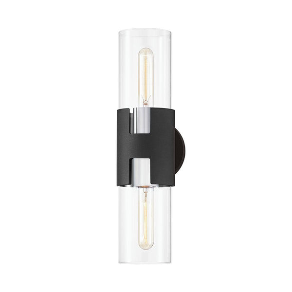 Lighting - Wall Sconce Amado 2 Light Small Wall Sconce // Polished Nickel & Texture Black 