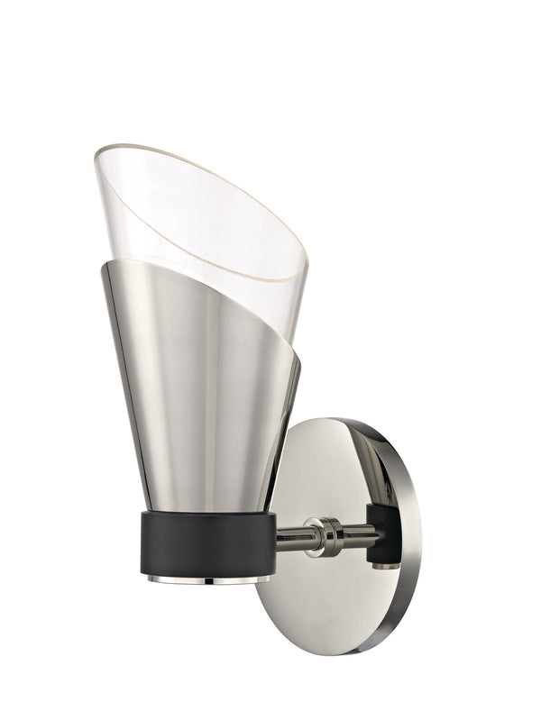Lighting - Wall Sconce Angie 1 Light Wall Sconce // Polished Nickel & Black 