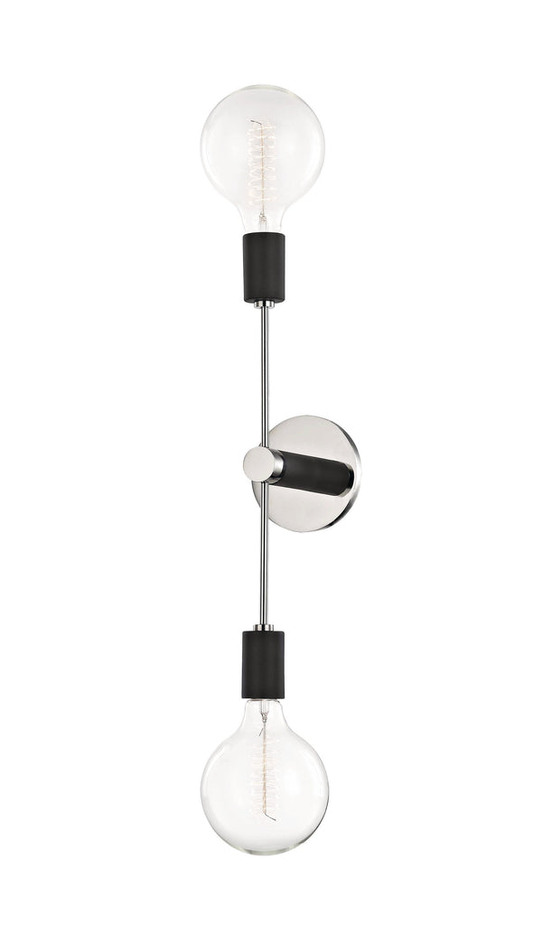 Lighting - Wall Sconce Astrid 2 Light Wall Sconce // Polished Nickel & Black 