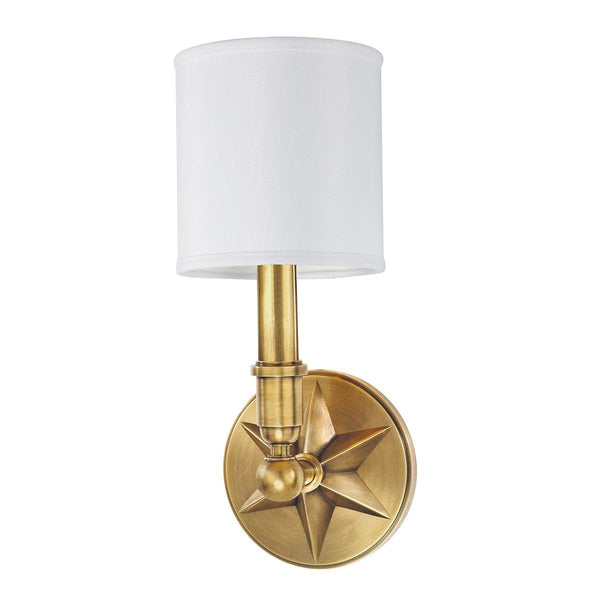 Lighting - Wall Sconce Bethesda 1 Light Wall Sconce with White Shade // Aged Brass 