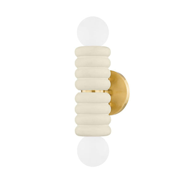 Lighting - Wall Sconce Bibi 2 Light Wall Sconce // Aged Brass & Ceramic Antique Ivory 