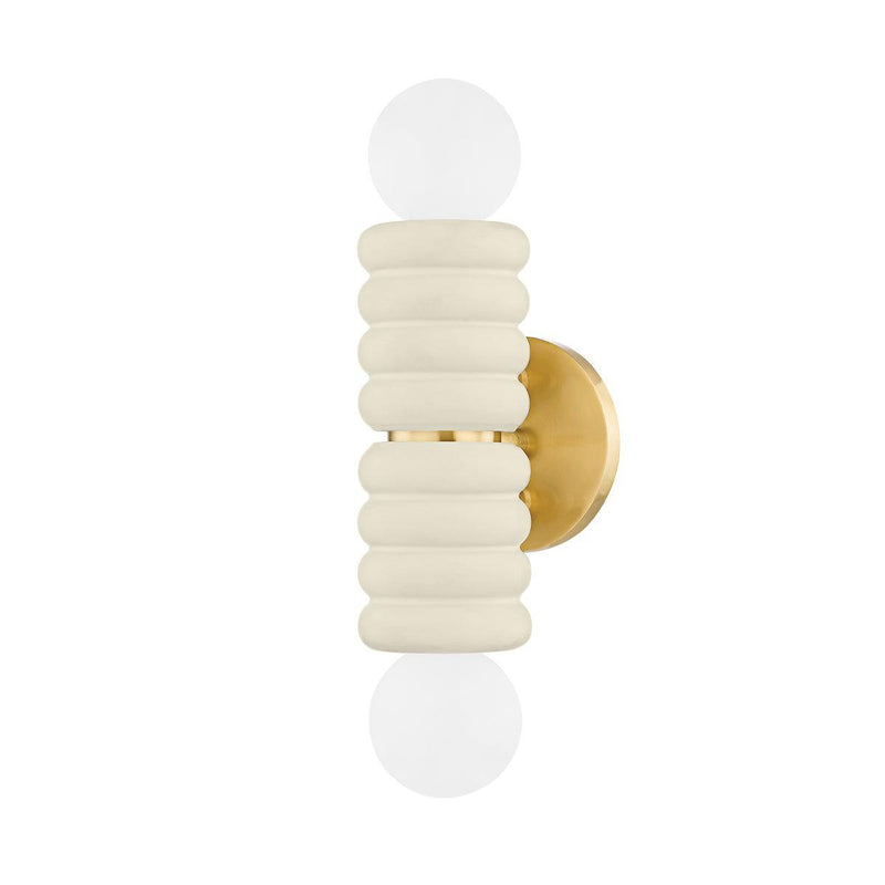 Lighting - Wall Sconce Bibi 2 Light Wall Sconce // Aged Brass & Ceramic Antique Ivory 