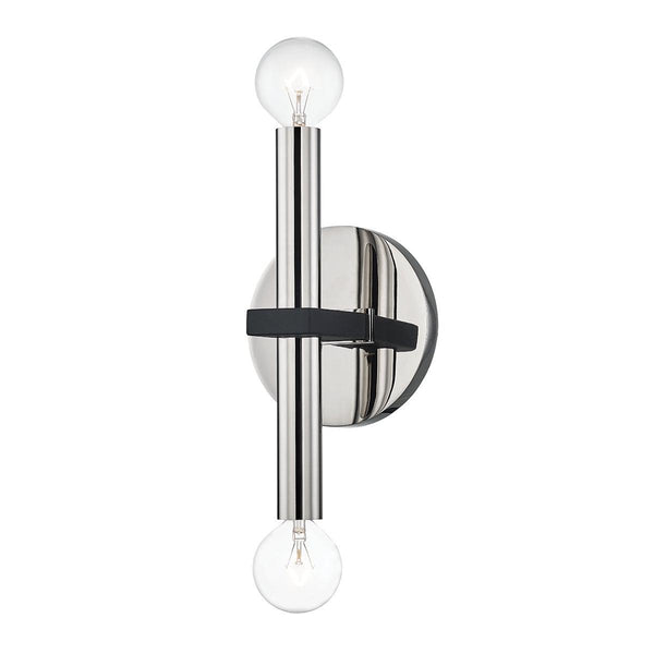 Lighting - Wall Sconce Colette 2 Light Wall Sconce // Polished Nickel & Black 