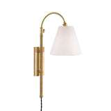 Lighting - Wall Sconce Curves No.1 1 Light Adjustable Wall Sconce with Rattan Accent // Aged Brass 