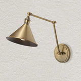  Exeter Cone Swing Arm Sconce // Brushed Antique Brass 