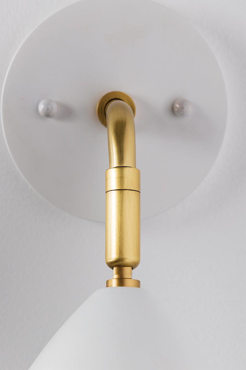 Lighting - Wall Sconce Gia 1 Light Wall Sconce // Aged Brass & Soft Off White 