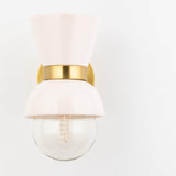 Lighting - Wall Sconce Gillian 1 Light Wall Sconce // Aged Brass & Ceramic Gloss Cream 