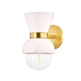 Lighting - Wall Sconce Gillian 1 Light Wall Sconce // Aged Brass & Ceramic Gloss Cream 