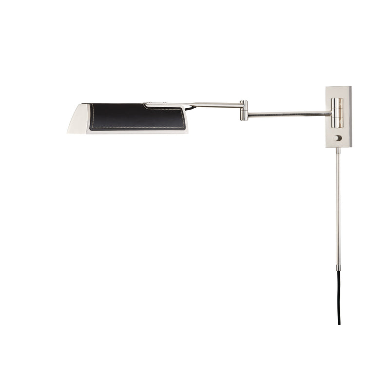 Lighting - Wall Sconce Holtsville 1 Light Swing Arm Wall Sconce with Black Leather // Burnished Nickel 