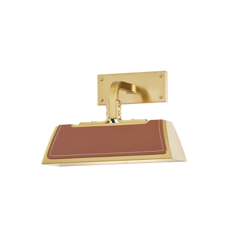 Lighting - Wall Sconce Holtsville 1 Light Wall Sconce with Saddle Leather // Aged Brass 