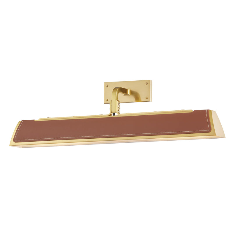 Lighting - Wall Sconce Holtsville 2 Light Wall Sconce with Saddle Leather // Aged Brass // Large 