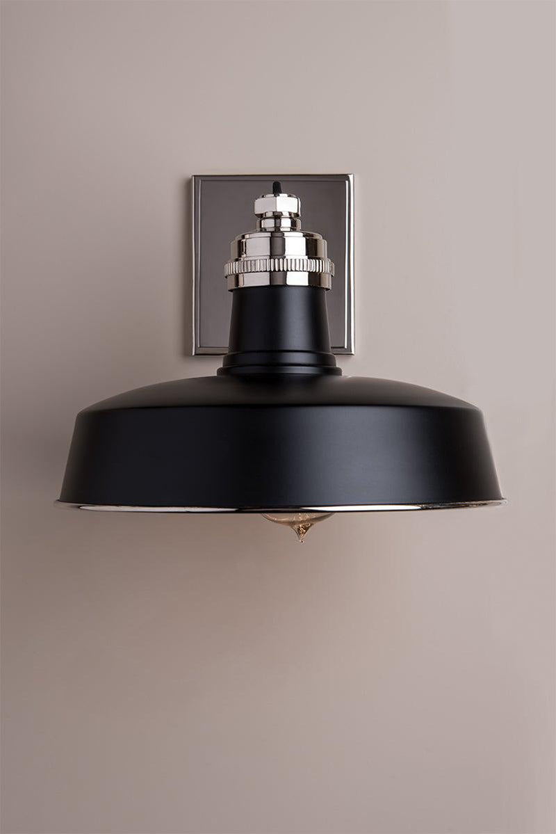 Lighting - Wall Sconce Hudson Falls 1 Light Wall Sconce // Black & Polished Nickel 