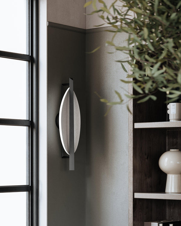 Lighting - Wall Sconce Ithaca Led Wall Sconce // Black Nickel & White Plaster 