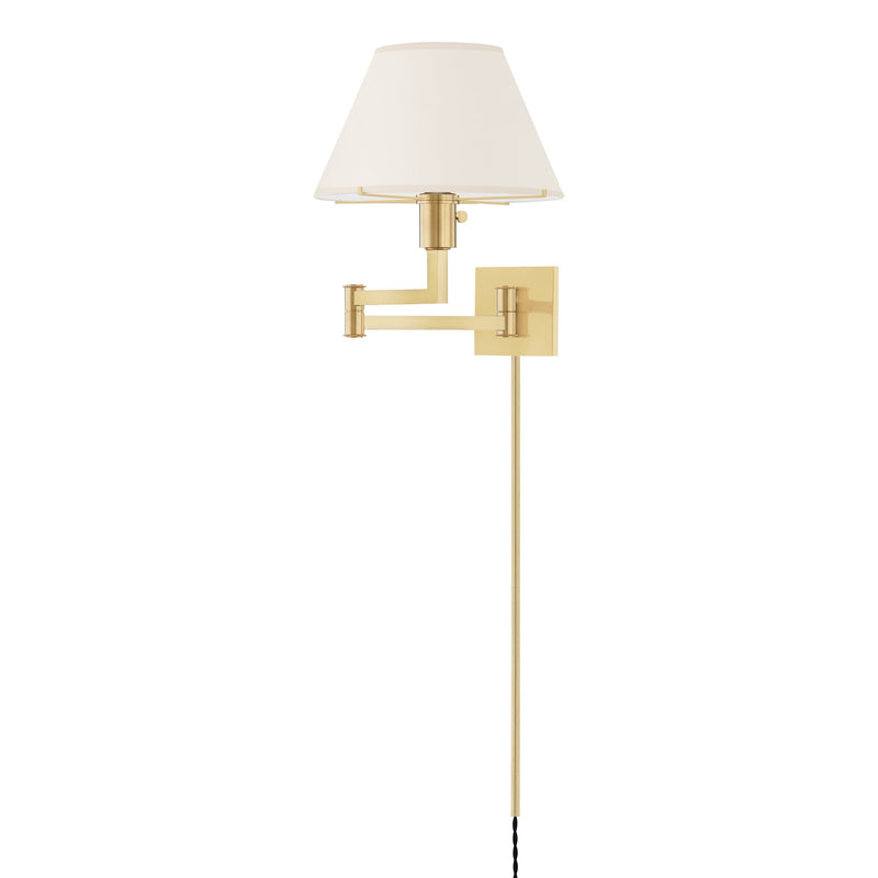 Lighting - Wall Sconce Leeds 1 Light Wall Sconce Plug In // Aged Brass 