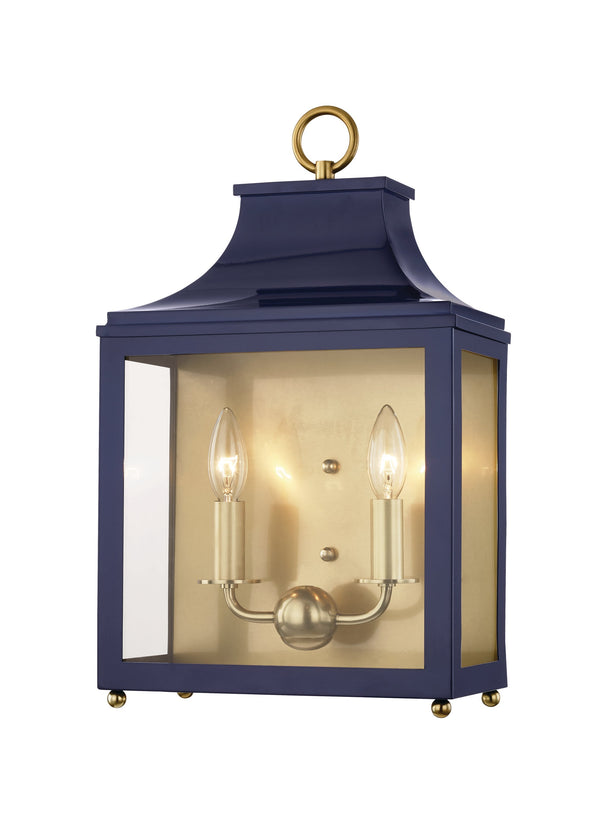 Lighting - Wall Sconce Leigh 2 Light Wall Sconce // Aged Brass & Navy 