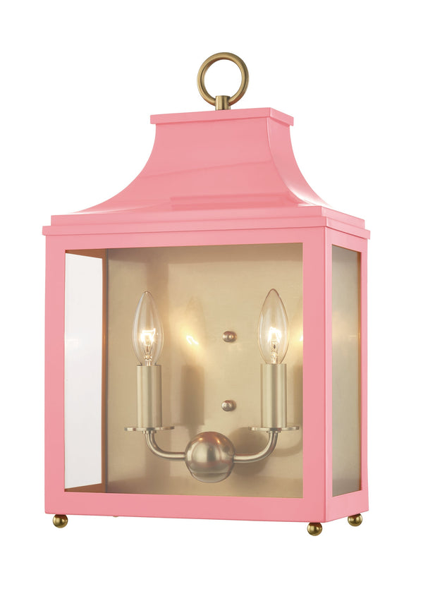 Lighting - Wall Sconce Leigh 2 Light Wall Sconce // Aged Brass & Pink 