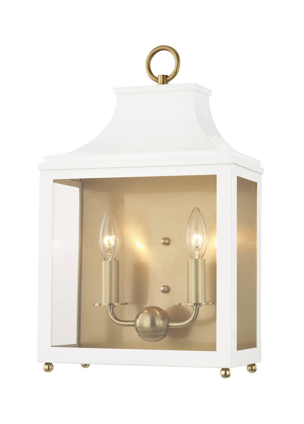 Lighting - Wall Sconce Leigh 2 Light Wall Sconce // Aged Brass & Soft Off White 