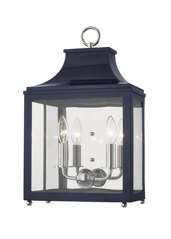 Lighting - Wall Sconce Leigh 2 Light Wall Sconce // Polished Nickel & Navy 