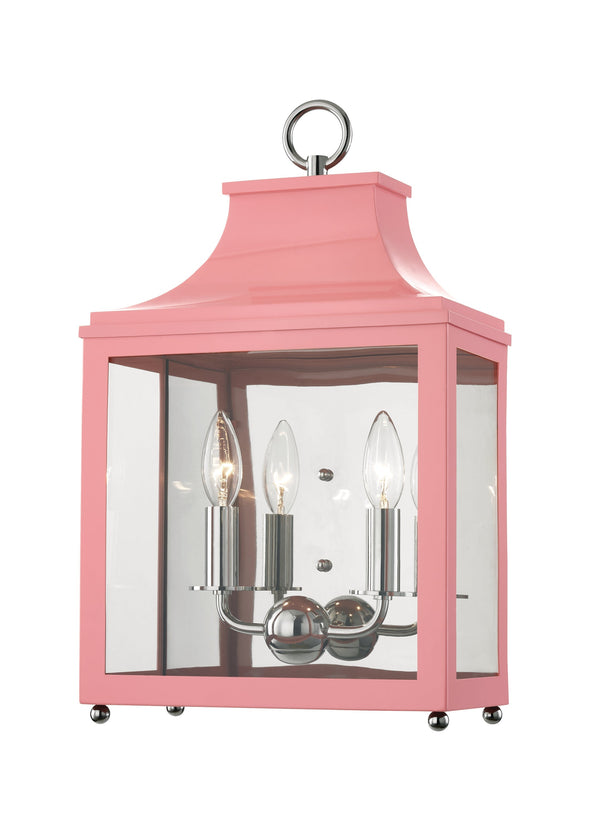 Lighting - Wall Sconce Leigh 2 Light Wall Sconce // Polished Nickel & Pink 