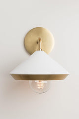 Lighting - Wall Sconce Marnie 1 Light Wall Sconce // Aged Brass & Soft Off White 