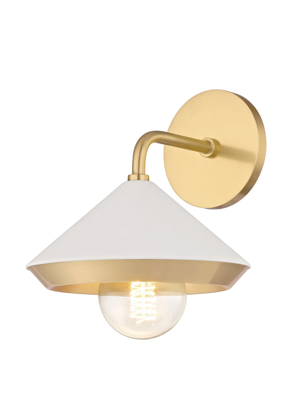 Lighting - Wall Sconce Marnie 1 Light Wall Sconce // Aged Brass & Soft Off White 