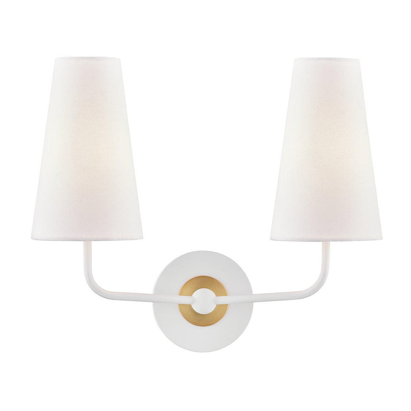 Lighting - Wall Sconce Merri 2 Light Wall Sconce // Aged Brass & Soft Off White 