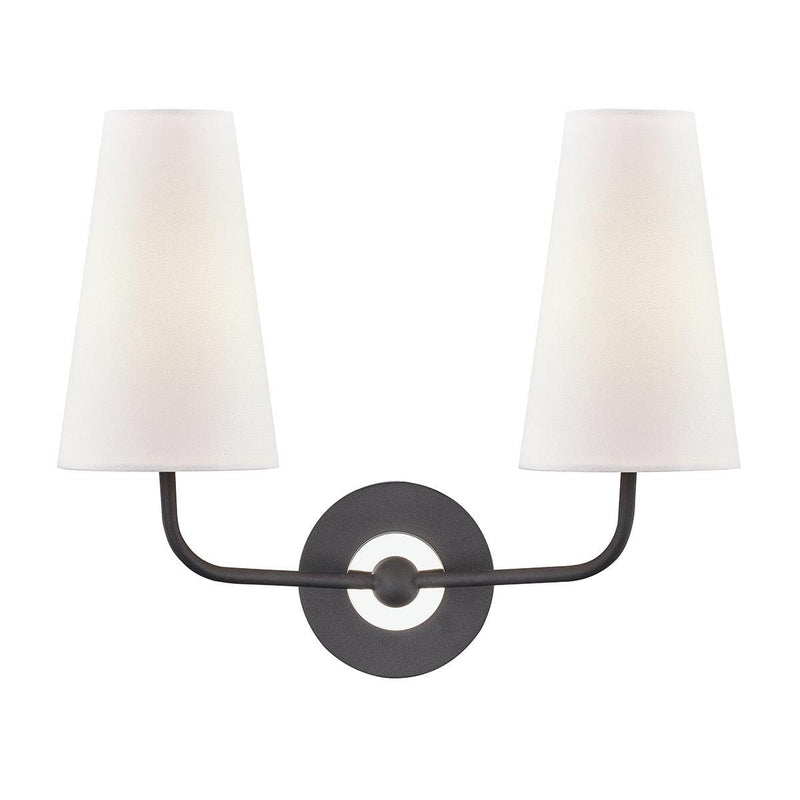 Lighting - Wall Sconce Merri 2 Light Wall Sconce // Polished Nickel & Black 